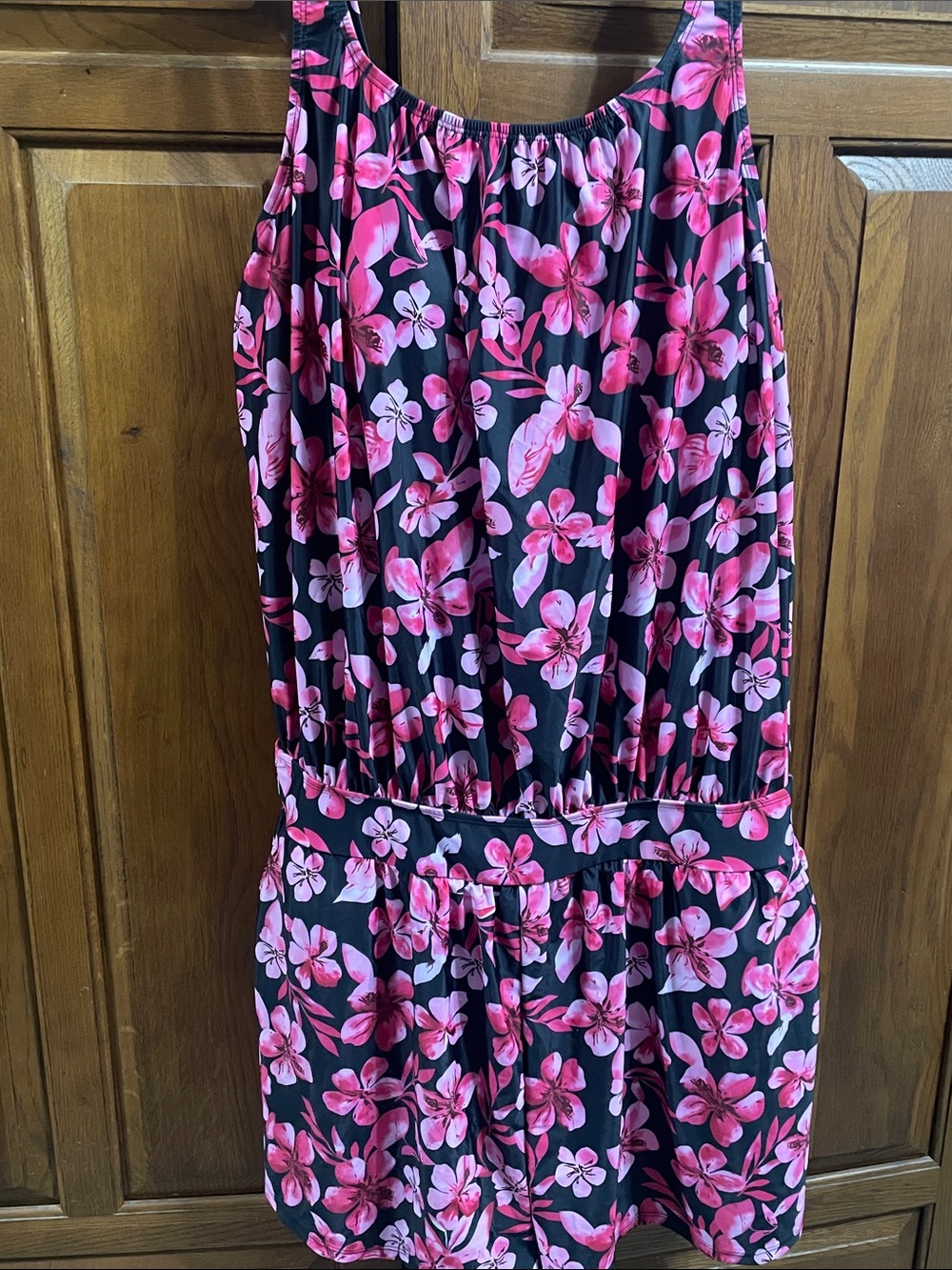 Women's Pink & Black  Floral Swim  Romper w pockets NWT BloomChic Sz. 18/20